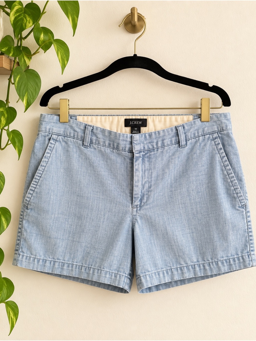 J.Crew Light Blue Chambray Cotton Shorts Size 10